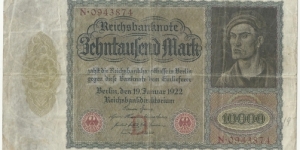 Germany Weimar 10000 Mark 1922 Banknote