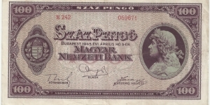 Hungary 100 Pengö 1945 Banknote