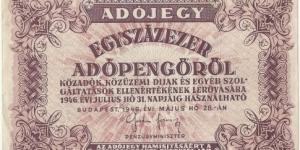 Hungary 100.000 Adopengöröl 1946 Banknote