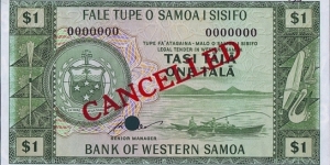 Western Samoa N.D. 1 Tala.

Specimen. Banknote