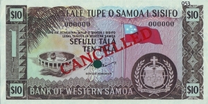 Western Samoa N.D. 10 Tala.

Specimen. Banknote