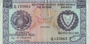 Cyprus 1981 250 Mils.

250 Mils = 1/4 Pound. Banknote