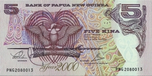 Papua New Guinea 2000 5 Kina.

Year 2000 - Millennium. Banknote