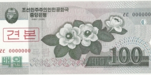 Korea-North 100 Won 2008-Specimen Banknote