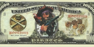 1.000.000 Gold Doubloons - Pirates - pk# NL - ACC American Art Classics - Not Legal Tender  Banknote