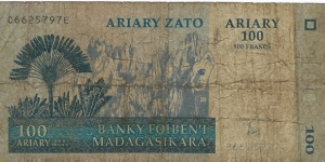  100 Ariary / 500 Francs - pk 86c Banknote