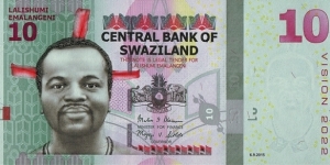 Swaziland 2015 10 Emalangeni.

Vision 2022. Banknote