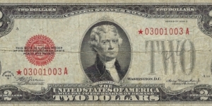 USA 2 Dollars
1928D
United States Note Banknote