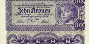 AUSTRIA 10 Kronen
1922 Banknote