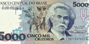 BRAZIL 5000 Cruzeiros
1993 Banknote