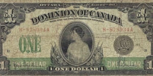 CANADA 1 Dollar
1917 Banknote