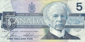 CANADA 5 Dollars
1986 Banknote