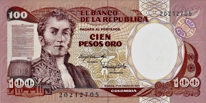 COLOMBIA 100 Pesos Oro
1983 Banknote