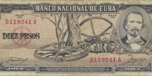 CUBA 10 Pesos
1958 Banknote