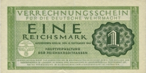 GERMAN REICH 
1 Reichsmark
1944
Military Note Banknote