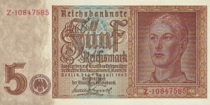 GERMAN REICH
5 Reichsmark
1942 Banknote