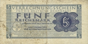 GERMAN REICH
5 Reichsmark
1944
Military Banknote