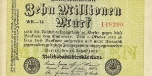 GERMANY
10,000,000 Mark
1923 Banknote