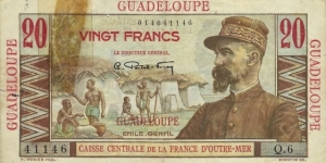 GUADELOUPE 20 Francs
1947 Banknote
