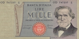 ITALY 1000 Lire
1979 Banknote