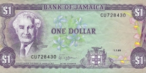 JAMAICA 1 Dollar
1989 Banknote