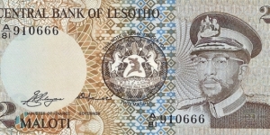 LESOTHO 2 Maloti
1981 Banknote