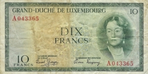 LUXEMBOURG 10 Francs
1954 Banknote