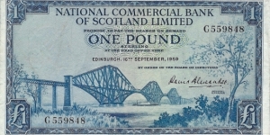 SCOTLAND 1 Pound 
1959
(National Commerce Bank of Scotland Ltd) Banknote
