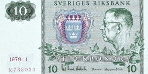 SWEDEN 10 Kronor
1979 Banknote