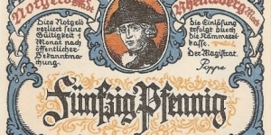 1920-21 50 Pfennig  Rheinsberg Banknote