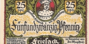 25 Pfennig Friesack Banknote