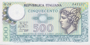 
500 ₤ - Italian lira

Signatures: Ruggiero-Impallomeni-Betti. Banknote