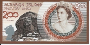 ALDABRA ISLAND - 200 Dollars - pk NL - Pivate Issue - Polymer - Fantasy Bank - Not Legal Tender  Banknote