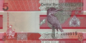 The Gambia 2019 5 Dalasis. Banknote