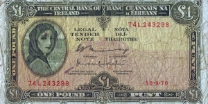 Ireland 1976 1 Pound. Banknote