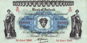 Ulster (Northern Ireland) 1943 1 Pound. Banknote