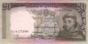 P-167b 20 Escudos Banknote