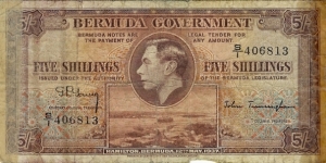 BERMUDA 5 Shillings 1937 Banknote