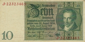 GERMANY 10 Reichmark 1929 Banknote