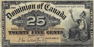 CANADA 25 Cents 1900 Banknote