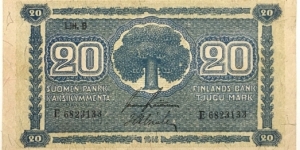 20 Markkaa (Litt.B / Raittinen & Alsiala signatures 1948) Banknote