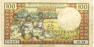 100 Francs / 20 Ariary Banknote