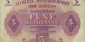 AUSTRIA 5 Schilling 1944 Banknote