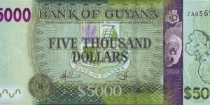 Guyana N.D. 5,000 Dollars.

Replacement note. Banknote