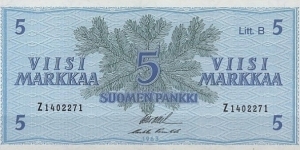 Finland 5 Markkaa Banknote