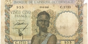 25 Francs (Occidental Africa 1943)  Banknote