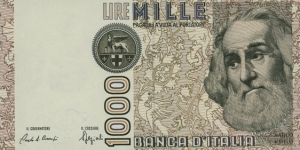 1000 Lire 
 Banknote