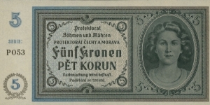 Protectorate of Czech and Moravia 5 Korun Banknote