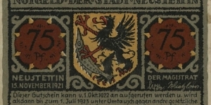 75 Pfennig Notgeld City of Neustettin/Szczecinek Banknote