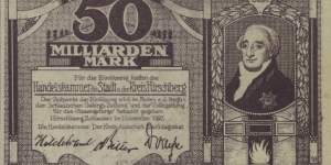 50 milliarden Mark Notgeld City of Hirschberg/Jelenia Góra Banknote